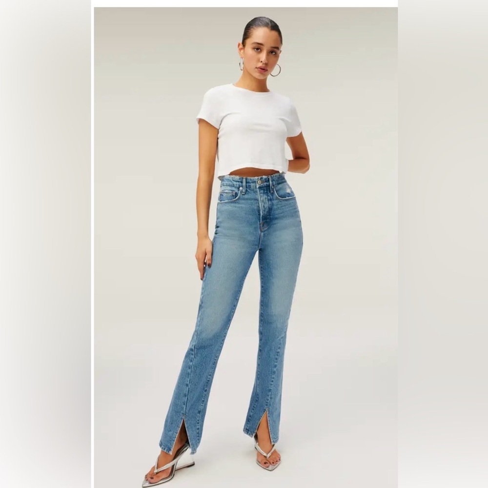 Good American Good Boy Twisted Slit Ankle Jeans SZ 10 / 30